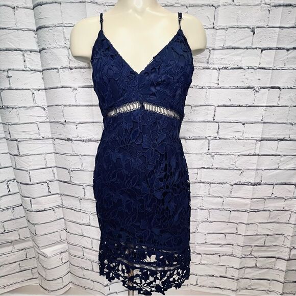 ASTR the Label  Lace Bodycon Dress navy blue size S - Picture 2 of 12